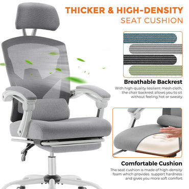 Gaming Reclining High-Back Mesh Chair with Ergonomic Leg Rest
