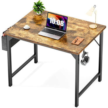 Writing Desk with Storage Bag & Hook, Modern Style Computer Home Office Desk