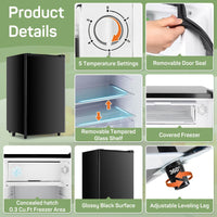 3.2 Cu.Ft Mini Fridge with Freezer - Quiet Single Door for Dorm & Office