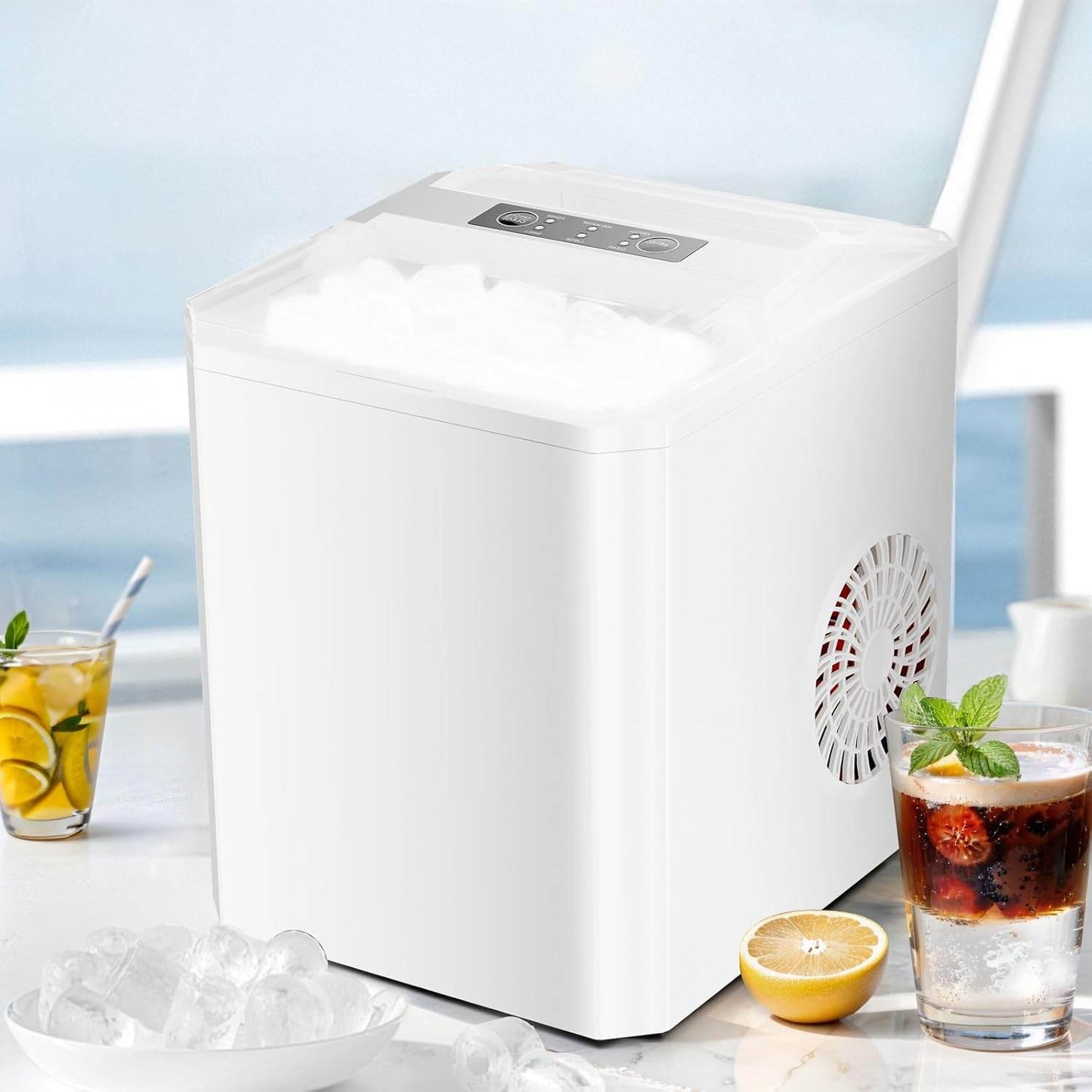 Ice Maker Self-Cleaning Portable Comes with Ice Scoop Suitable for Countertop