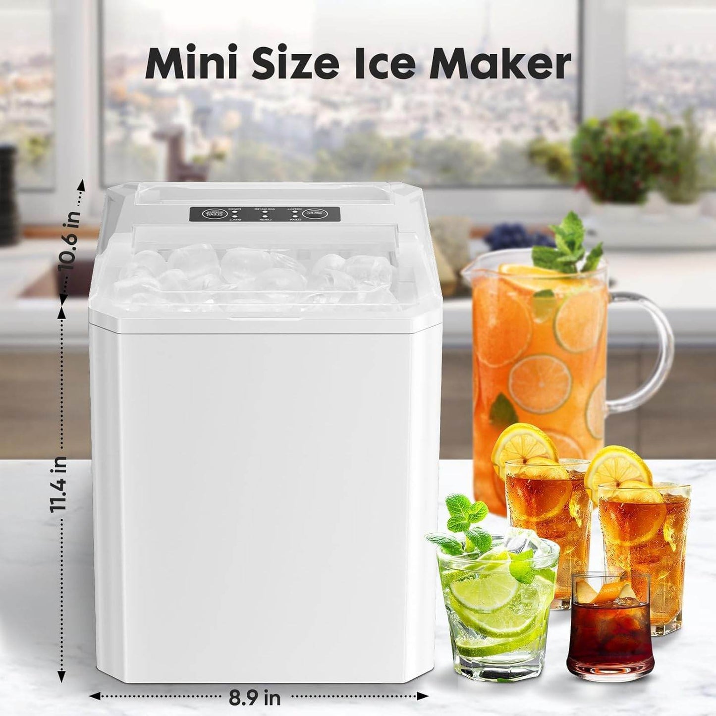 Ice Maker Self-Cleaning Portable Comes with Ice Scoop Suitable for Countertop