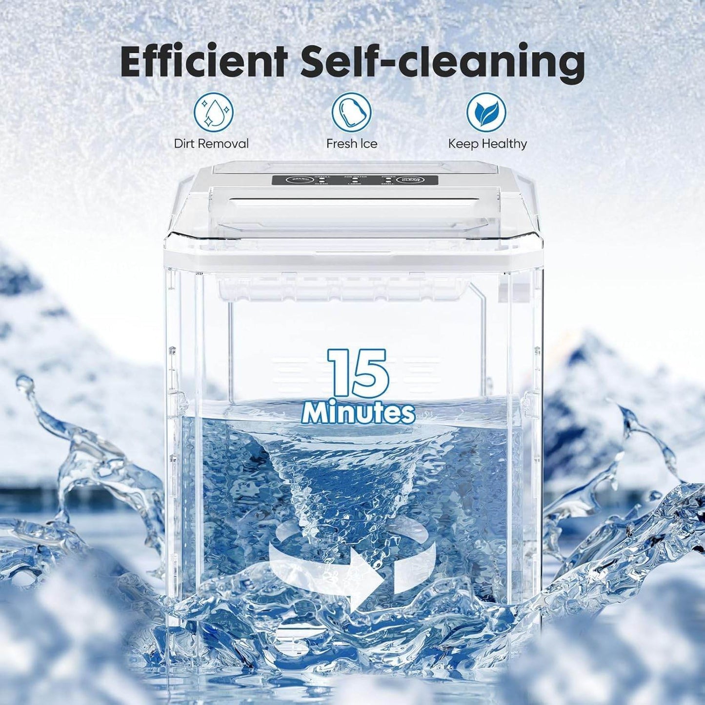 Ice Maker Self-Cleaning Portable Comes with Ice Scoop Suitable for Countertop