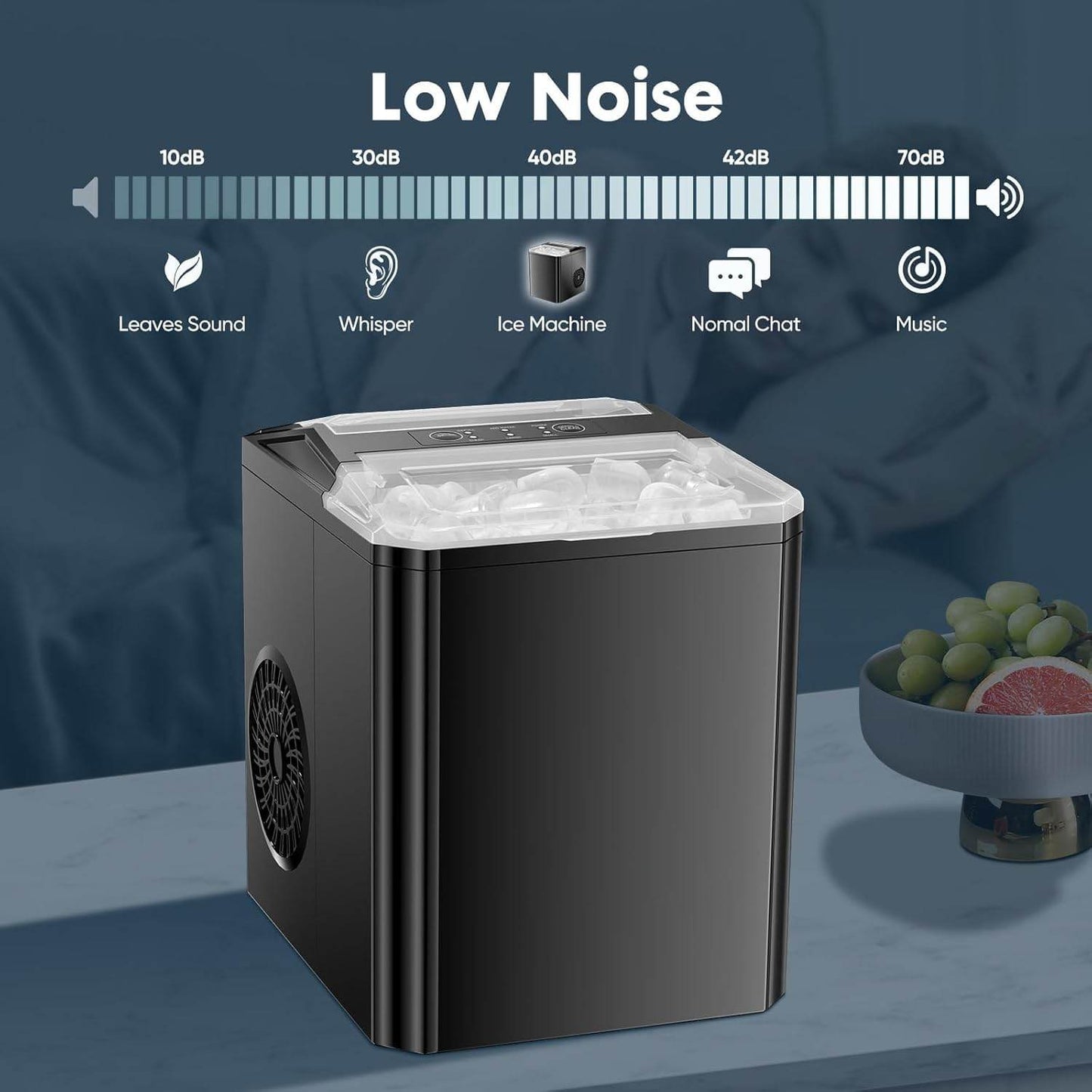 Ice Maker Self-Cleaning Portable Comes with Ice Scoop Suitable for Countertop