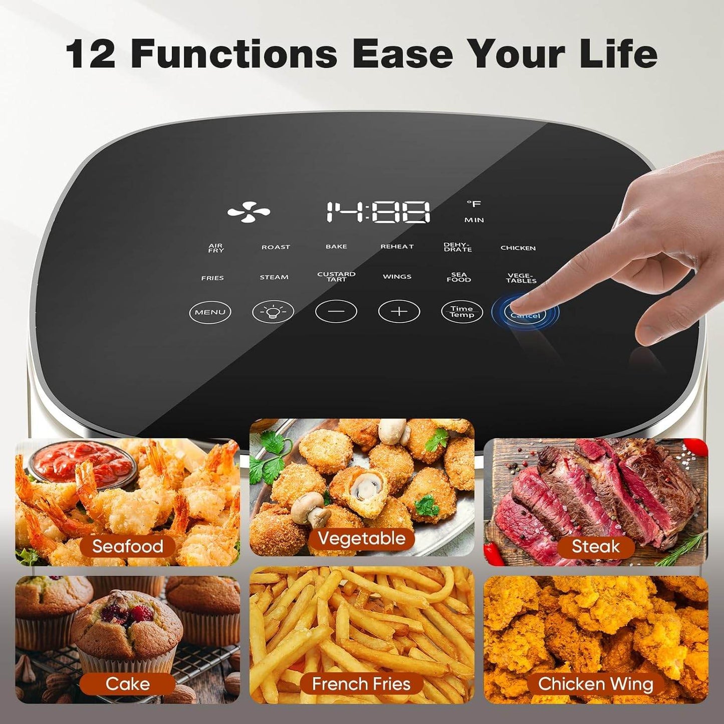 Air Fryer, 6-Quart with Viewing Window, 12-in-1 Functions - Air Fry, Roast, Reheat, Dehydrate, Bake, Steam, and More, 400°F Max
