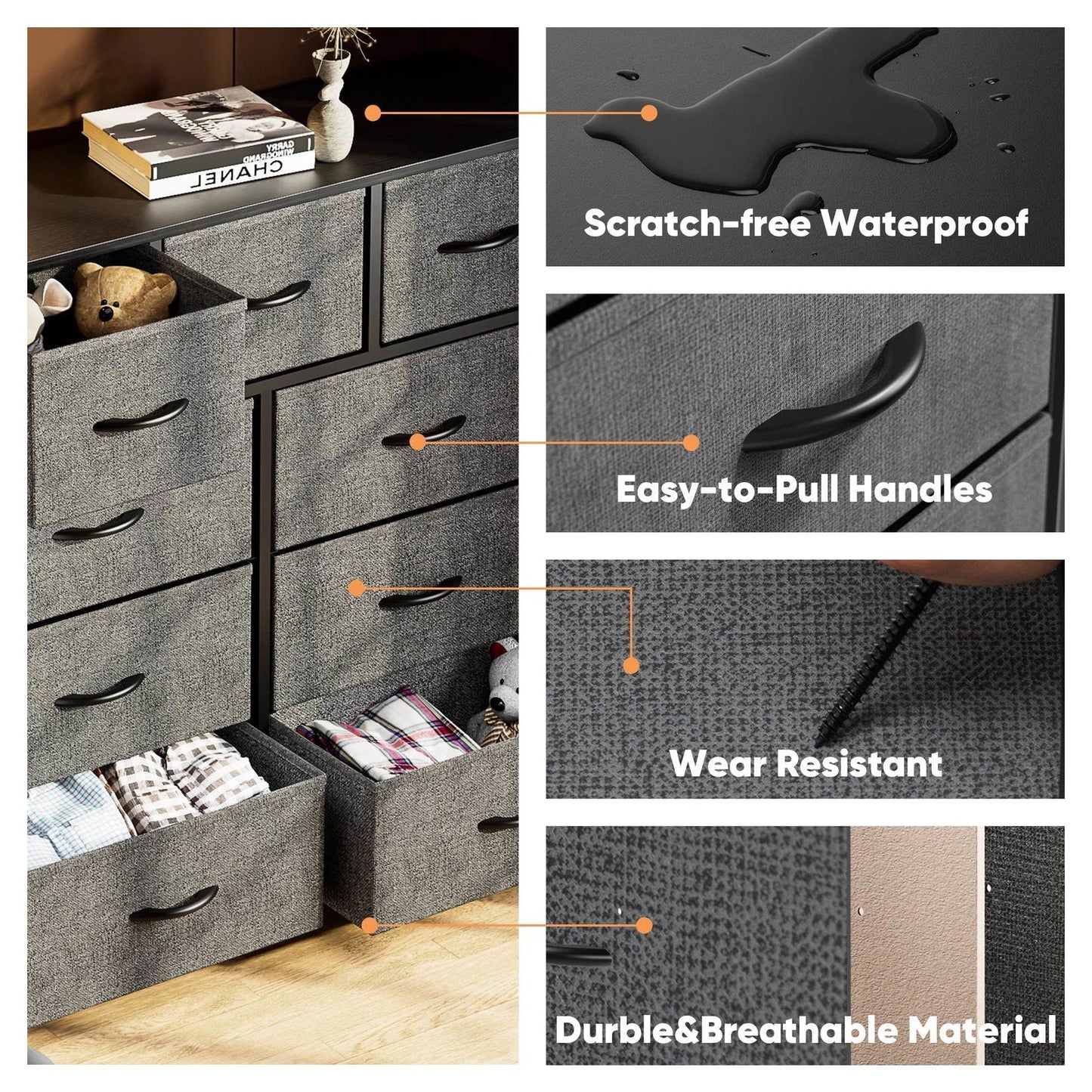 9 Drawer Combination Storage Fabric Cabinet