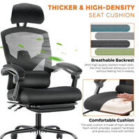 Gaming Reclining High-Back Mesh Chair with Ergonomic Leg Rest
