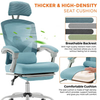 Gaming Reclining High-Back Mesh Chair with Ergonomic Leg Rest