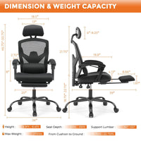 Gaming Reclining High-Back Mesh Chair with Ergonomic Leg Rest