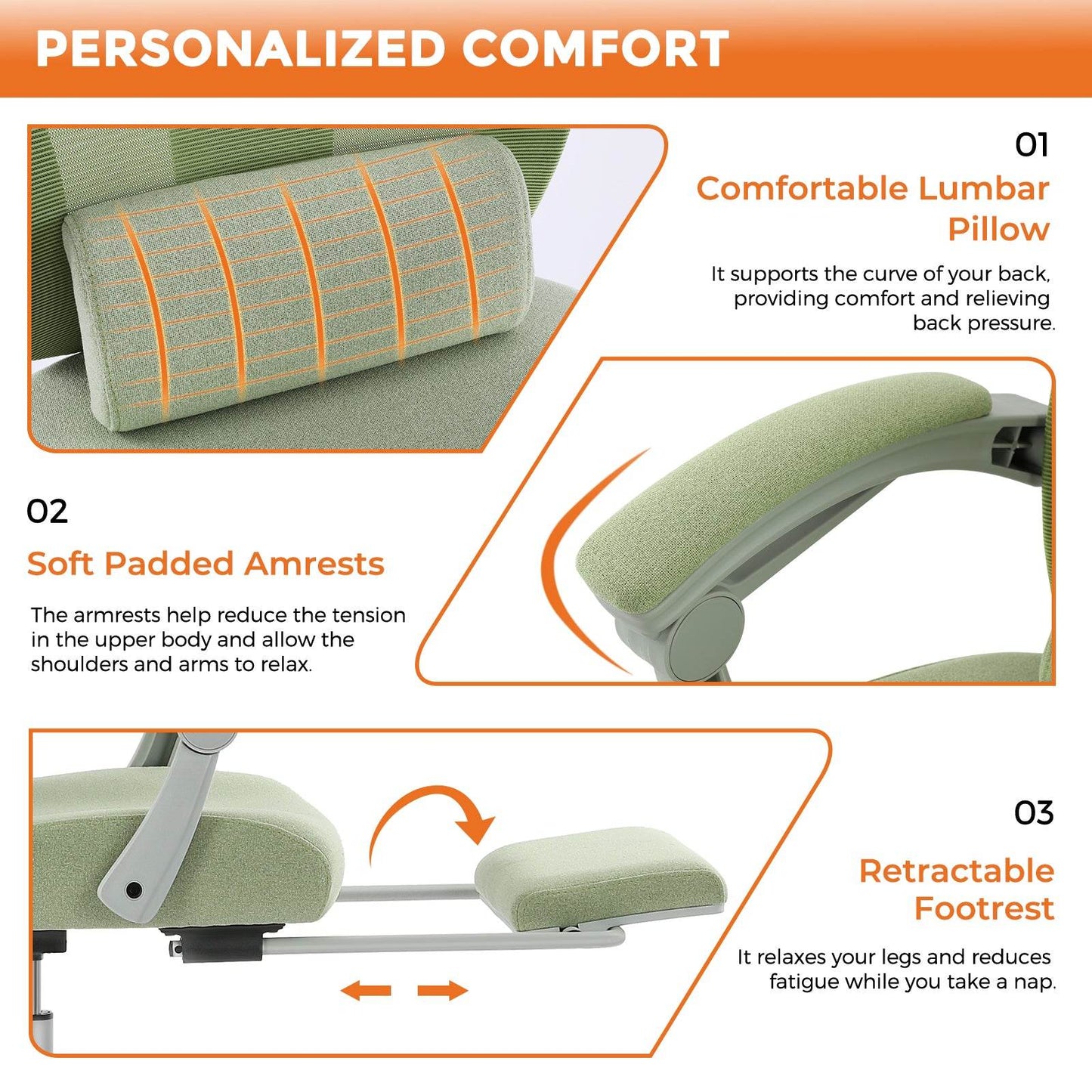 Gaming Reclining High-Back Mesh Chair with Ergonomic Leg Rest