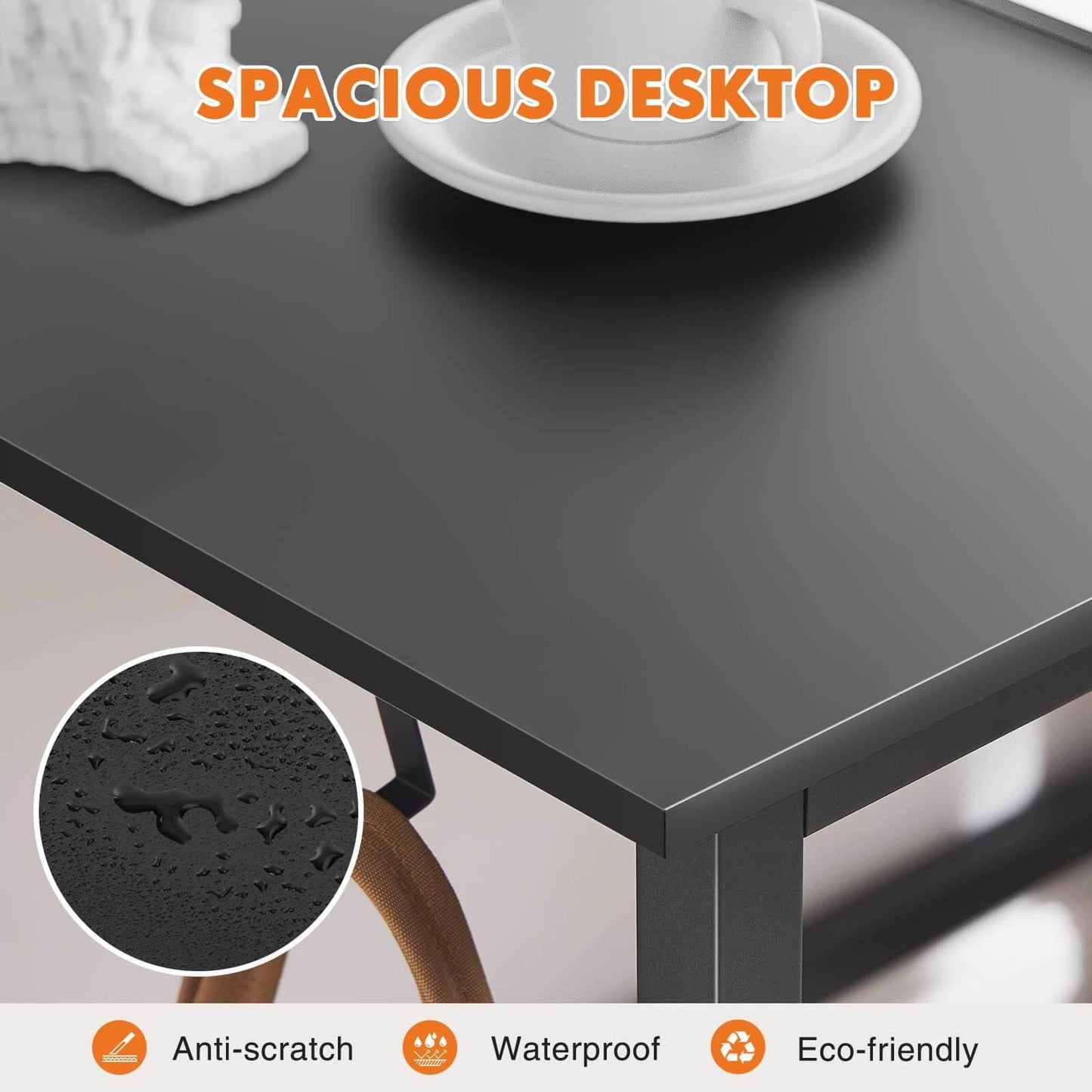 Writing Desk with Storage Bag & Hook, Modern Style Computer Home Office Desk
