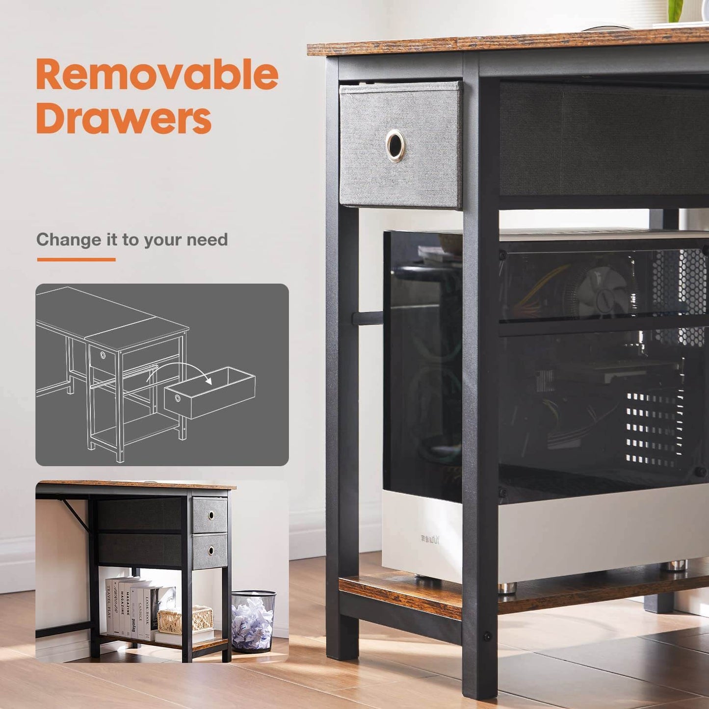 Computer Desk with Drawers for Home Office with Storage