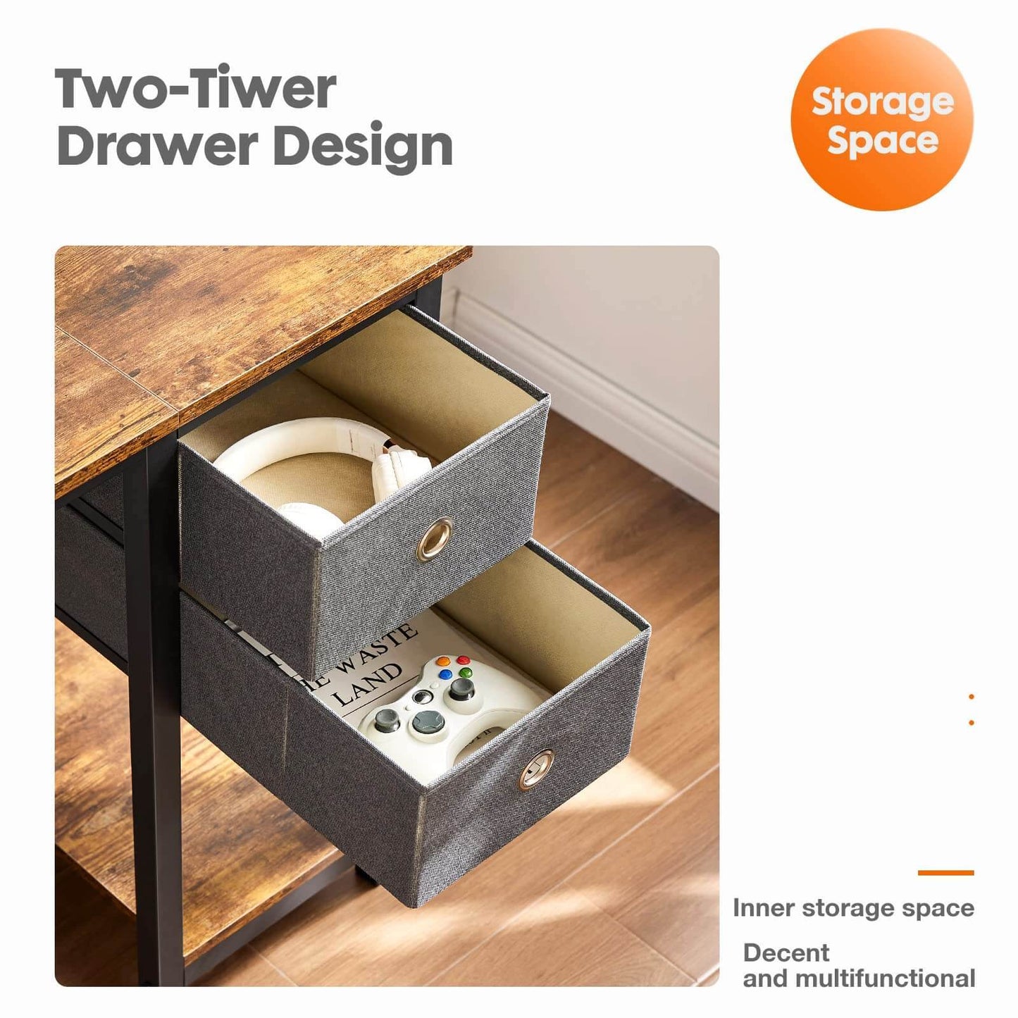 Computer Desk with Drawers for Home Office with Storage