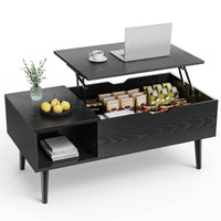 Wood Lift Top Coffee Table, Hidden Compartment & Adjustable Storage