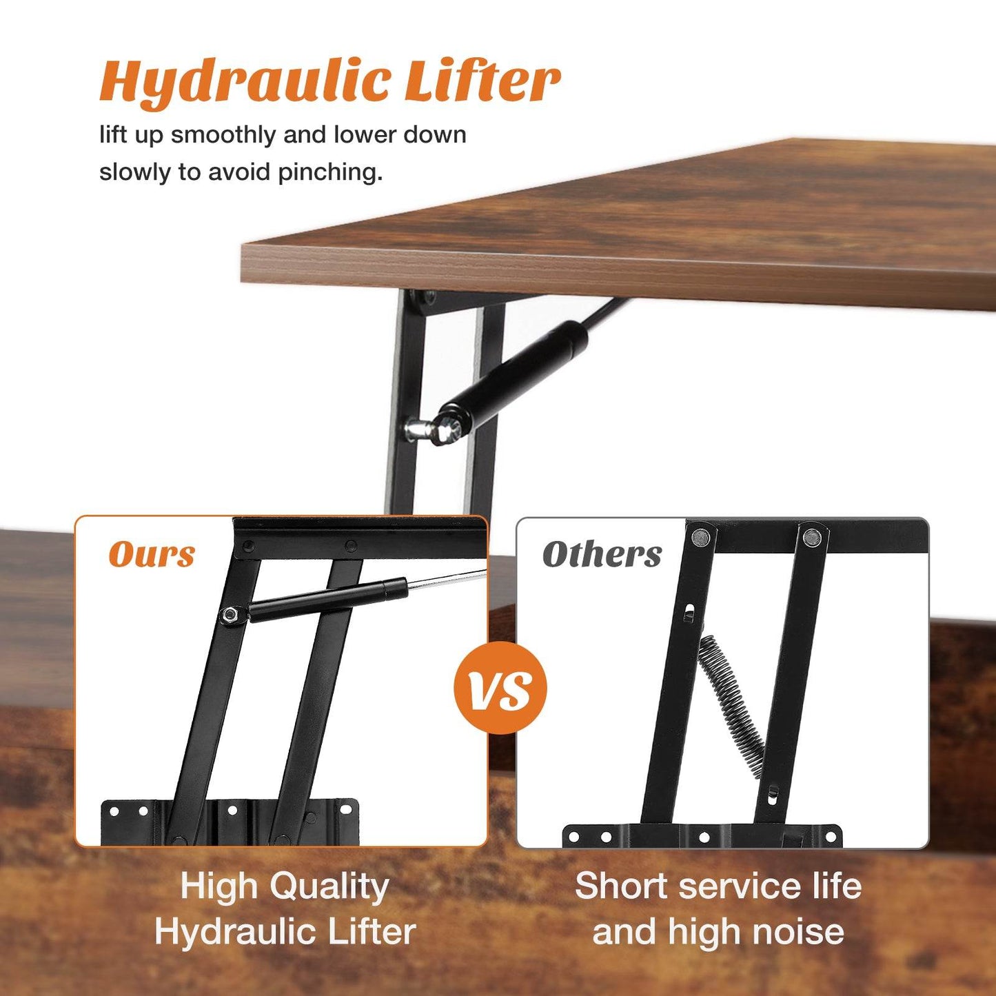 Wood Lift Top Coffee Table, Hidden Compartment & Adjustable Storage