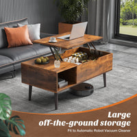 Wood Lift Top Coffee Table, Hidden Compartment & Adjustable Storage