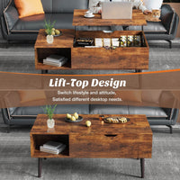 Wood Lift Top Coffee Table, Hidden Compartment & Adjustable Storage