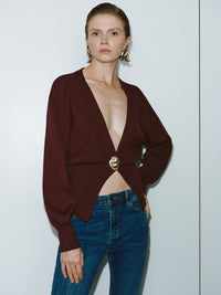 V-Neck Knitted Cardigan